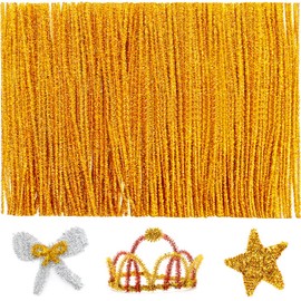 Iooleem 200pcs Golden Glitter Pipe Cleaners, Glitter Chenille Stems, Pipe Cleaners for Crafts, Pipe Cleaner Crafts, Art and Craft Supplies, Christmas Pipe Cleaners.