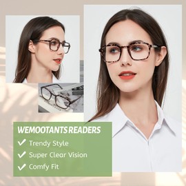 WEMOOTANTS Reading Glasses Womens Square Reader Glasses 1.00 1.25 1.50 1.75 2.00 2.25 2.50 2.75 3.00 3.50 4.00 5.00 6.00 Lightweight Readers (Gray Leopard 2.5)