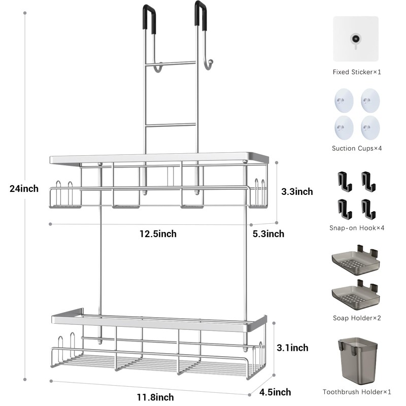 Aitatty Over the Door Hanging Shower Caddy: Rustproof Hanging Organizer