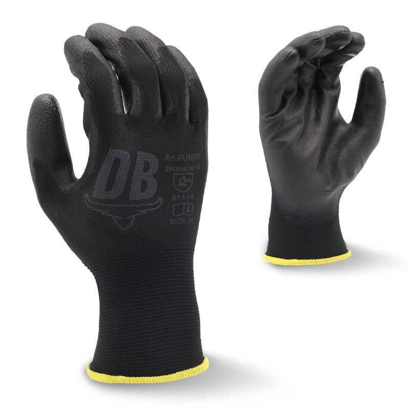 Durabull Protective Work Gloves. 12 Pack Of PU Coated CE