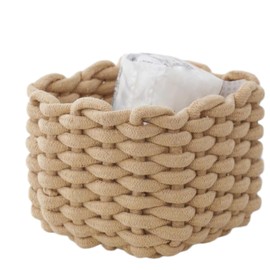 Storage Basket Cotton Rope Basket Storage Changing Table Organiser Storage Baskets for Cupboard Bathroom Children's Room (Brown)