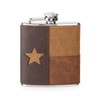 Foster & Rye Leather Texas Metal Flasks, 6 oz, Brown