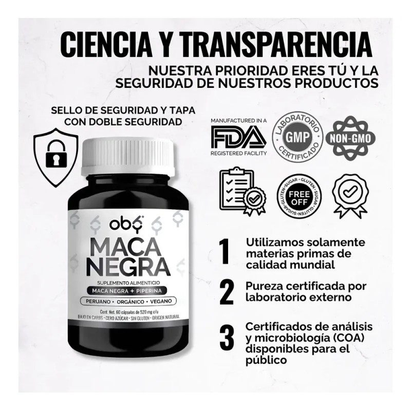 Maca Negra Peruana Orgnica Capsulas 1040mg Origen 100 Peruano Potenciadas
