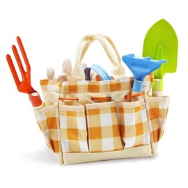 EFFUN Gardening Set, Tool Kit, for Kids, STEM, Includes Tote Bag, Spade, Watering Can, Rake, Fork, Trowel and Gloves - Color: Orange