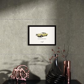 Vintage Car Pop Art American Car A4 Framed Ford Mustang 1965 Fastback Poster Paper Size 297mm x 210mm Black Frame Ford MASTUNG 1965 FASTBACK YELLOW