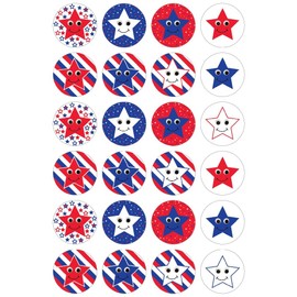 Hygloss Products Patriotic Glossy Smiley Stars and Stripes Stickers - 480 Stickers, 20 Sheets