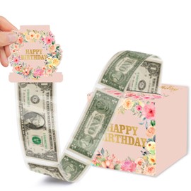SHLINCO Pink Wildflowers Birthday Party Gifts for Mom, Happy Birthday Money Gift Box for Women, Surprise Gift Boxes for Money - Money Gift Ideas for Women