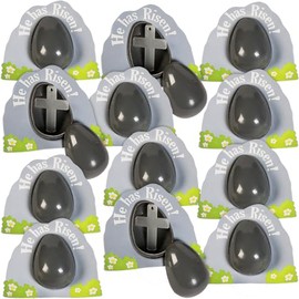 Fun Express Glow in The Dark He Has Risen Tomb Plastic Easter Eggs with Cross - 12 Eggs - Multi-Colored - Great for School and Church Easter Egg Hunts