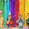 Pack of 2 Tinsel Curtain Colourful, Glitter Curtain Tinsel Streamers