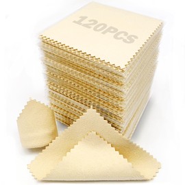 XIAOXINGYUN 120 PCS Jewelry Cleaning Cloth Jewelry Polishing Cloths Individually Wrapped Silver Cleaning Cloth for Jewelry Sterling Silver, Gold, Platinum,Coins, Watch (3.15 x 3.15 Inches)