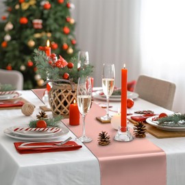 BDDC Rose Gold Table Runner 12x108 Inch - 4 Pack Satin Table Runners, Smooth Table Runner for Party Wedding Banquets Birthday