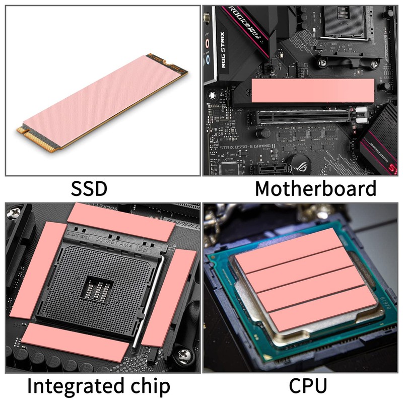 4 Pack 120x20mm 15W Thermal Pads GPU 1mm 1.5mm NVME