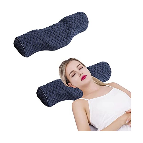 Cervical Neck Pillow for Sleeping , Memory Foam Neck Roll Pillow for Stiff Neck Pain Relief, Neck Support Pillow Bolster Pillow for Bed for Side Sleepers Back Sleeper. (Blue)