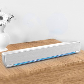 Akozon Desktop Pc Speakers Soundbar Computer Speakers for Desktop Multi-Function Stereo Surrounding Deep Bass Sound USB Wired Indoor Music Player Box 3.5mm Input for PC Cellphones Tv (White)