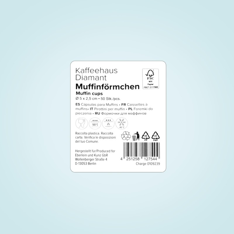Kaffeehaus Diamant Dino Muffin Cases Pack of 50 in Blue,