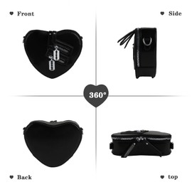 Oweisong Black Heart Shaped Purse Cute Red Gothic Bag Purse for Women Ladies Chain Crossbody Shoudler Handbag