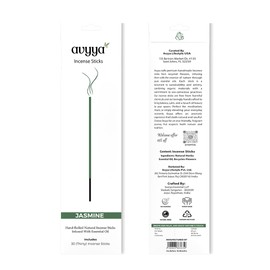 Avyya Hand Rolled Incense Sticks, Charcoal-Free, Recycled Flowers – Perfect for Positivity, Aromatherapy, Healing, Yoga, Meditation, Relaxation and Spiritual Vibe. (30, Jasmine)