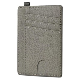 GADIEMKENSD Card Holder RFID Blocking Genuine Leather Slim Card Wallets, grey, Minimalist