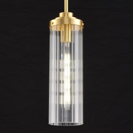 HermnJakk 1-Pack Modern Brass Pendant Light with Glass Lmapshade, Gold Modern Pendant Light fixtures Adjustable Hanging Light for Kitchen Island Dining Room Bedroom Hallway(Bulb Included)