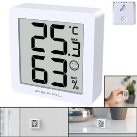 PEARL Digital Thermometer: Ultra Compact Thermal and Hygrometer, Comfort and Min/Max Display (Thermometer Hygrometer Indoor, Hygrometer Digital, Refrigerator)