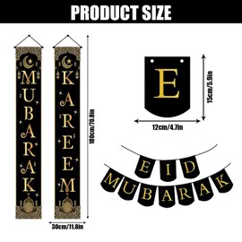 SANLIUSANJIU Ramadan Banner Decoration, Ramadan Mubarak Door Banner Hanging Sign, Ramadan Kareem Background Banner, Eid Mubarak Banner for Muslim Islamic Party Decoration