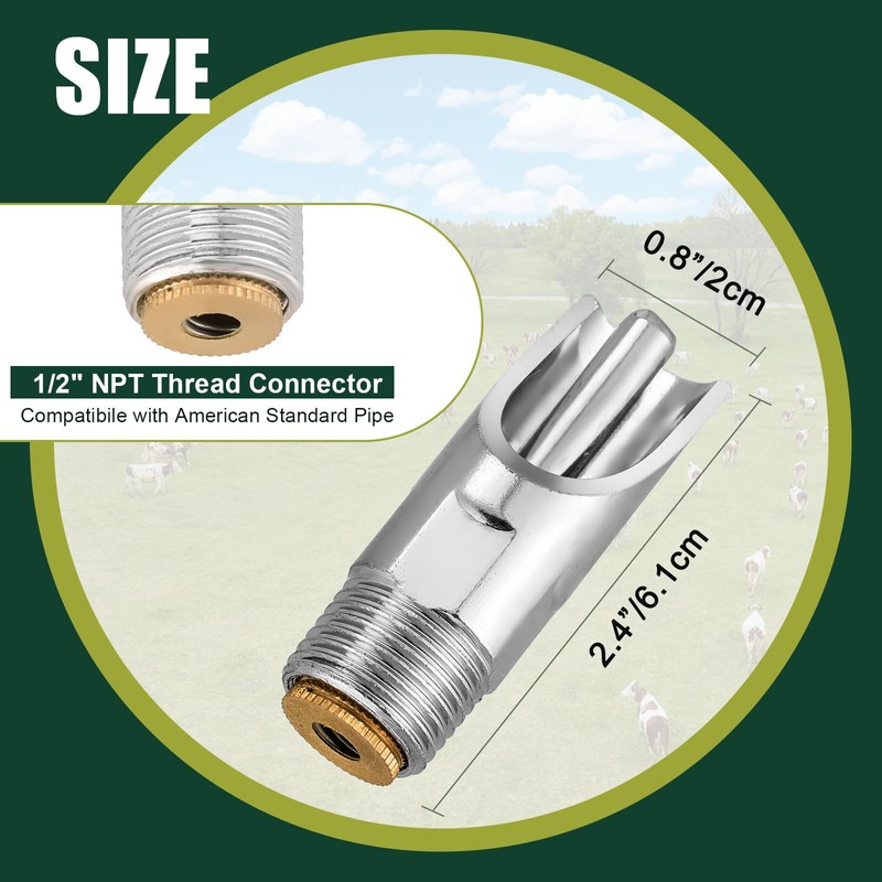 FLKQC 20 Pack Pig Water Nipple, 1/2" NPT Stainless Steel