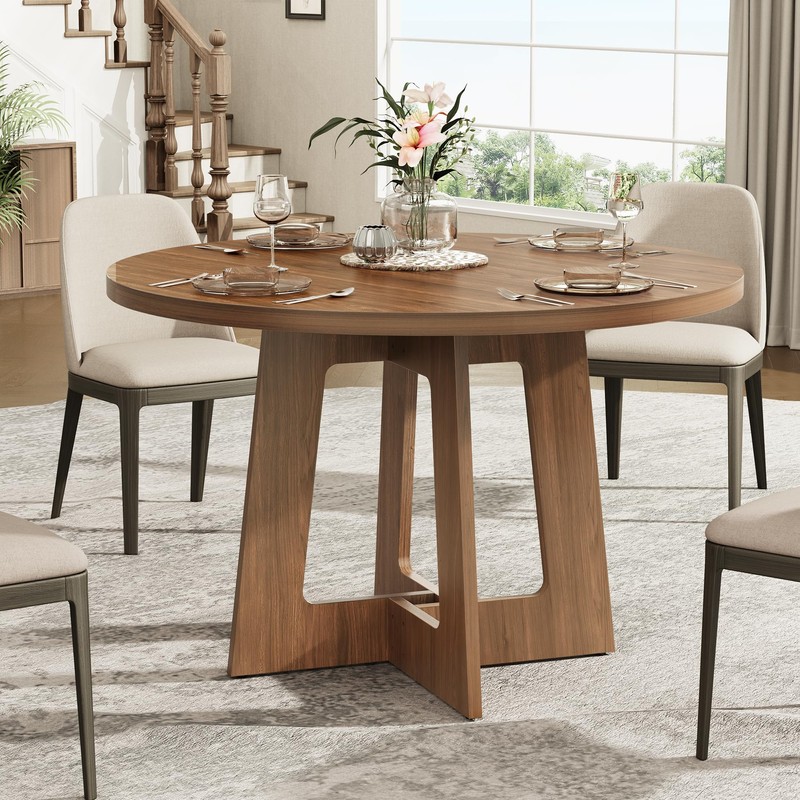 Round Dining Table for 4, Wooden Dining Room Table, Circle
