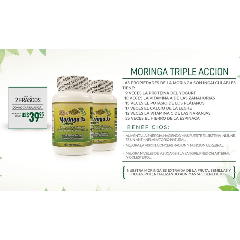 Nutrisalud Products Moringa en Capsulas naturales. Set de 2 frascos.