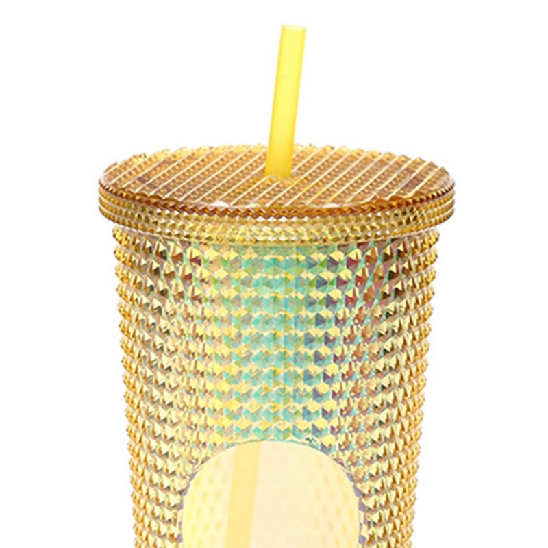 Plastic Cup with Lid and Straws, 710 ml Drinking Cup,
