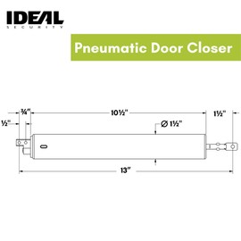 Ideal Security Pneumatic Closer for Heavy Storm Door, Aluminum (1.5 Inches)