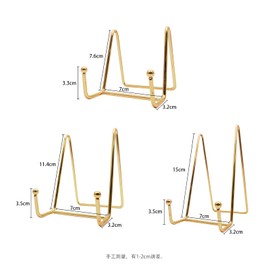 Funnytek 2 Pack 4.5 Inch Plate Stand for Display Plate Stand Plate Holder Display Stand Metal Frame Holder for Photos, Pictures, Decorative Plates and Table Art, Gold