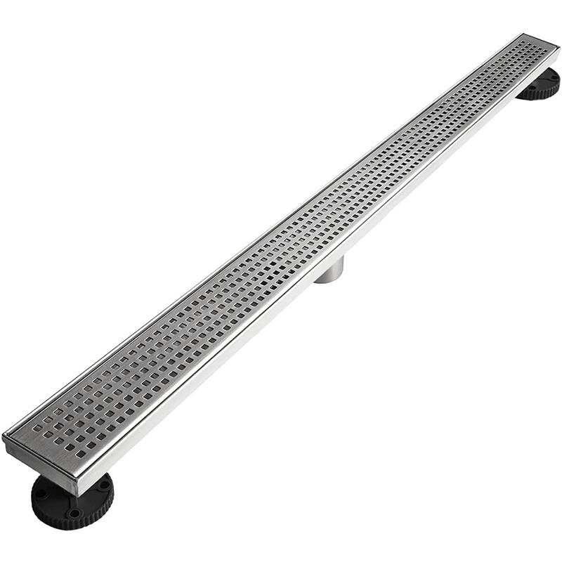 Neodrain 40-Inch Linear Shower Drain with Removable Quadrato Pattern Grate,Brushed