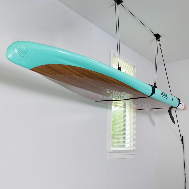 StoreYourBoard Standup Paddleboard and Surfboard Ceiling Storage Pulley System, Garage