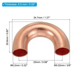 PATIKIL 3/8" OD 20x34mm Elbow Copper Pipe Fitting, 10Pcs 180 Degree Bend Welding Sweat Solder Connection for HVAC Air Conditioner Plumbing