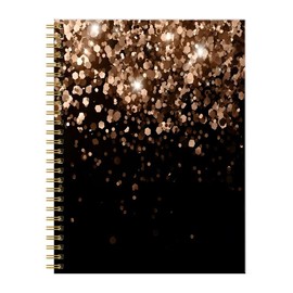 FVBAO Spiral Journal Notebook for Women,A5 College Ruled Notebooks 6"x 8.4", 120 Pages (60 Sheets) Lined Journal with Premium Thick Paper,Perfect for School Office Home(Gold Glitter Falling)