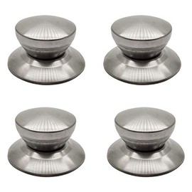 ZLYY - 4 pomos de acero inoxidable para tapa de olla, color plateado, adecuados para agujeros de montaje de tapa de 5 mm, ollas, sartenes, pomos de repuesto