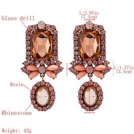 Rectangle Chandelier Earrings, Teardrop Chandelier Dangle Earrings for Women, Bohemian Teardrop Rectangle Earrings, Sparkling Square Stud Earrings Boho Jewelry, Rectangle Geometric Drop Earrings for Girls, Cute Chandelier Statement Earrings Accessories G