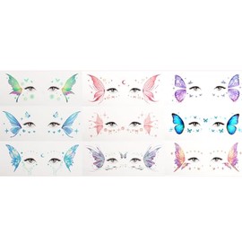 Glitter Butterfly Face Temporary Tattoos Stickers Butterfly Face Tattoos for Princess Fairy Makeup Face Accessories Decorations