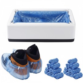Automatic Shoe Cover Dispenser Machine with 200 Pcs Disposable Non-Slip Booties, Reliable and User-Friendly, Fits Up to Size 11 US Men or Women, Ideal for Indoor, Home, and Office Use (White)