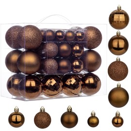 50pcs Brown Christmas Ball Ornaments Large Shatterproof Christmas Tree Decorations Xmas Tree Christmas Ornaments Balls with Hanging Loop for Christmas Wedding Holiday Party Wreath Home Decor