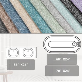 Yimobra Bathroom Rugs Mat, Extra Soft Comfortable Bath Rugs, Non-Slip, Water Absorbent and Thick Bathroom Floor Mats, Machine Washine, Shaggy Rugs for Shower Bathtubs, 60" x 24", Grey&White