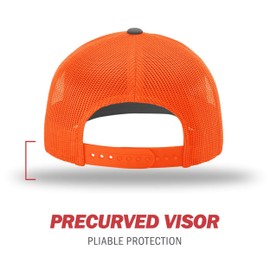 Richardson Unisex 112 Trucker Adjustable Snapback Baseball Cap, Split Charcoal/Neon Orange, One Size Fits Most
