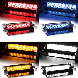 DIYAH 8 LED Warning Caution Car Van Truck Emergency Strobe Light Lamp For Interior Roof Dash Windshield (White)