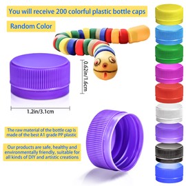 Motbach 50PCS Colorful Plastic Bottle Caps, 1.2 Inch Plastic Bottle Lids Colored Bottle Tops, Small Craft Bottlecaps DIY Bottle Lids Neon Plastic Bottle Cap Top Lid for Craft and DIY