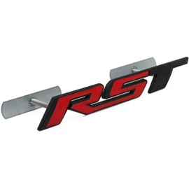 1Pc Front Grille RST Logo Emblems Car Truck Badges Stickers Replacement for 2019 2020 2021 Silverado 1500 Tahoe Yukon SUV 4x4 (Black Red)
