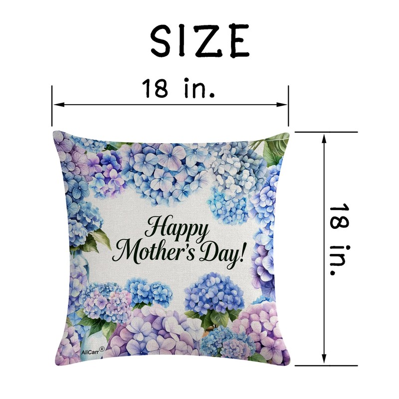 AliCarr Happy Mothers Day Decorative Throw Pillow Covers - Hydrangea