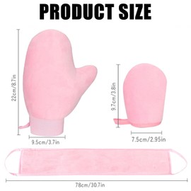 3-Piece Tanning Mitt, Self Tanning Mitt for Smooth Application, Tan Mitt Glove with Velvet Material, Set for Home and Professional Use (Washable and Reusable)