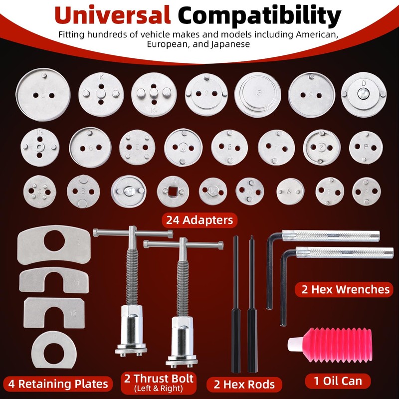 8MILELAKE 35pcs Disc Brake Caliper Tool Kit, Heavy Duty Disc