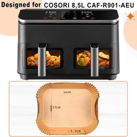 Pack of 120 Airfryer Baking Paper for Cosori Dual Zone Air Fryer 8.5 L, Cookwise 9 L, Baking Paper Hot Air Fryer for Cosori CAF-R901-AEU, Hot Air Fryer Accessories for Cosori 2 Chambers Airfryer