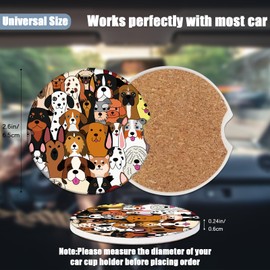 Car Cup Holders Coasters - Cute Dog Absorbent Ceramic Coaster,Dog Lover Drink Cup Holder Coasters, Auto Interior Accessories for Women & Men Pack of 2